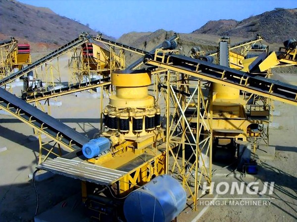The spring cone crusher is used for secondary crushing in the mineral processing line